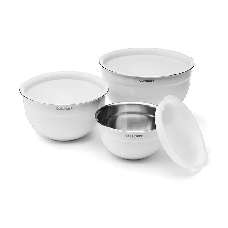 Cuisinart Conjunto 3 Tigelas Aço Inox Com Tampa Branco
