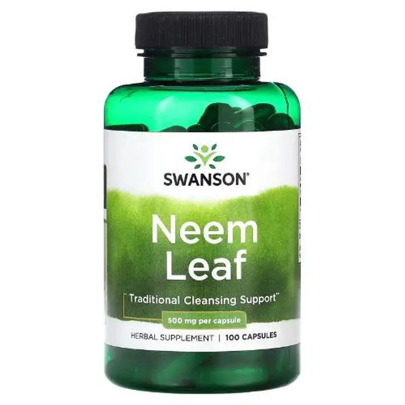 Suplemento Folha de Neem, 500 mg, 100 Cápsulas Swanson, Importado