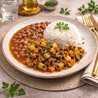 Carne Moída c/ Legumes e Arroz Branco : 350_g