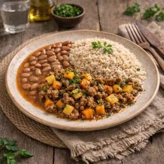 Carne Moída Legumes e Arroz Integral : 370_g