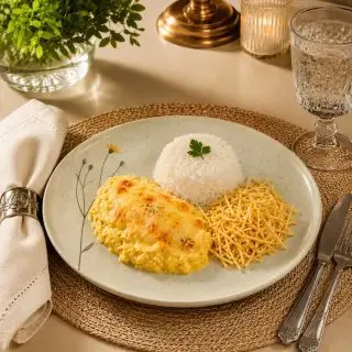 Fricassê de Frango, Arroz Branco e Batata Palha : 310_g