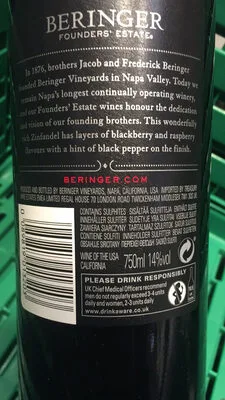 EBB BERINGER FOUNDERS' ESTATE ZINFANDEL CALIFORNIA