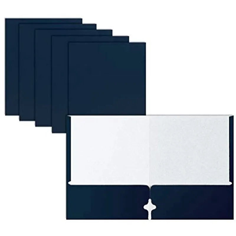 Duas pastas de portfólio de bolso, 50-Pack, azul marinho, pastas de papel tamanho carta, por melhores produtos de escritório, 50 peças, azul escuro