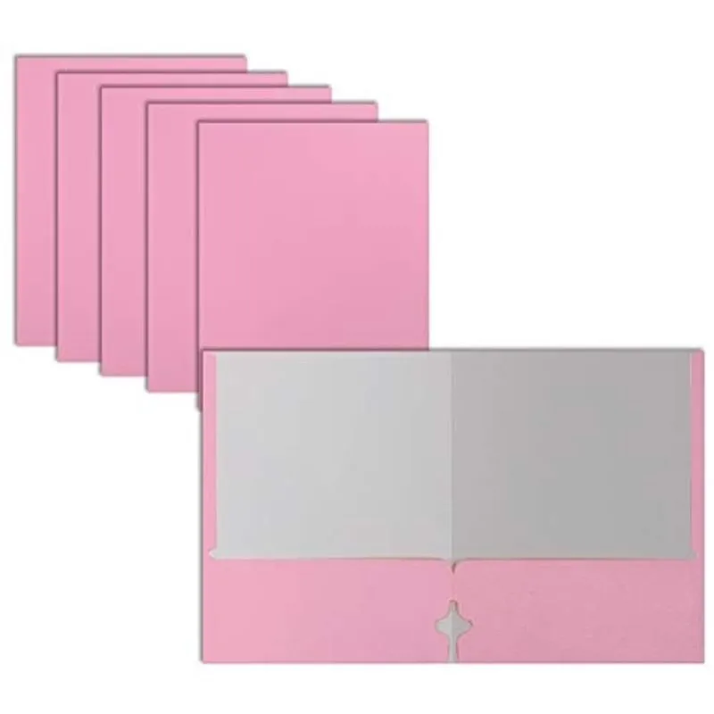 Duas pastas de portfólio de bolso, 50-Pack, rosa, pastas de papel tamanho carta, por Better Office Products, 50 peças, rosa