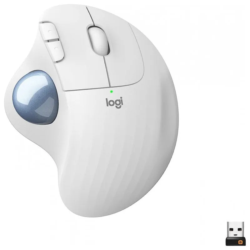 Ergo M575 Mouse Ergonomico Sem Fio Reduz A Tensao Do Pulso Com Controle De Polegar, Precisao E Rastreamento Suave, Logitech 910 005868, Branco