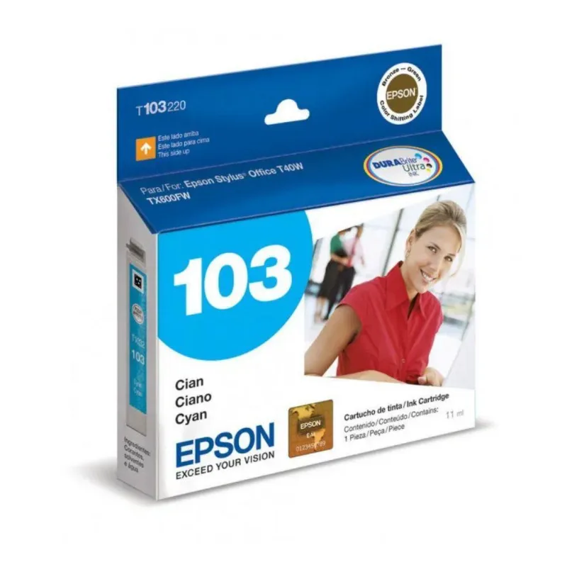 Cartucho De Tinta Epson T103 Azul 11ml Original Para Impressoras