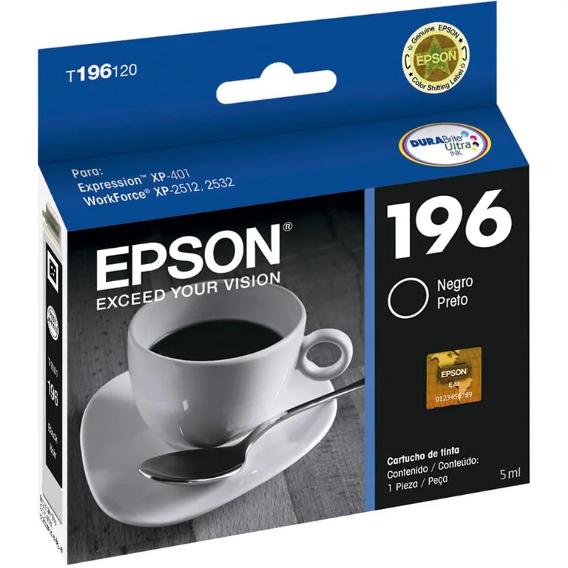 Cartucho De Tinta Epson T196120br Preto Para Impressoras Stylus Cx E Xp