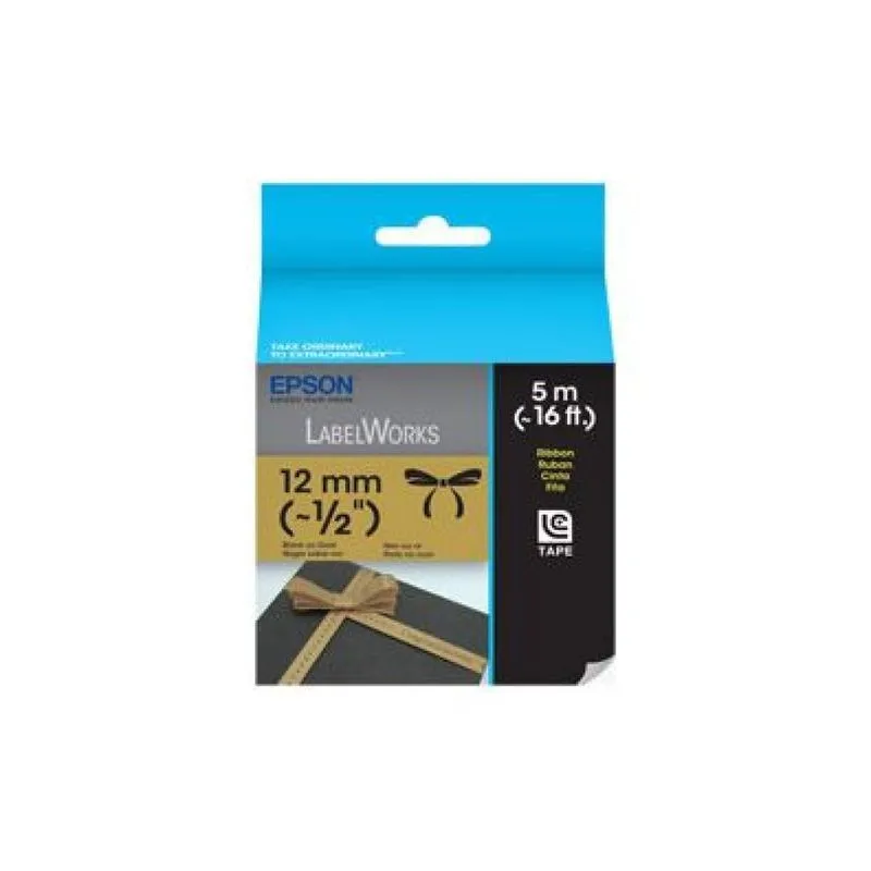 Fita Epson Lc-4kbk5 Tecido 12mm Preto No Dourado Rotulador