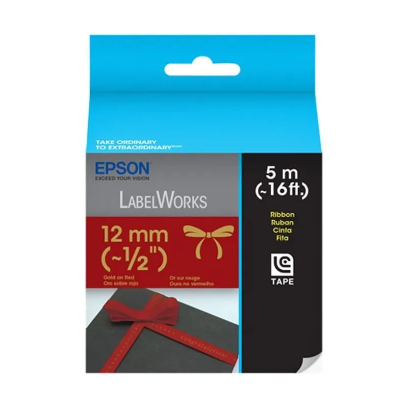 Fita para Rotulador 12mm x 5m Dourado e Vermelho LC4RKK5 1 UN Epson
