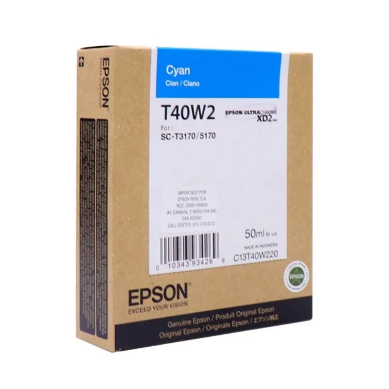 Cartucho de Tinta Epson UltraChrome XD2 Ciano T40W220