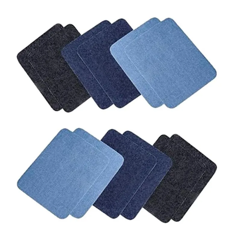 12 Peças De Remendo De Costura De Calças Jeans Multicoloridas Casacos Retangulares