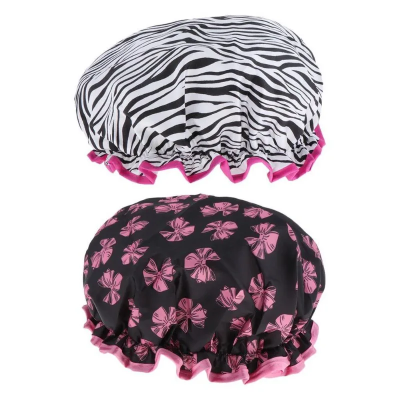 2 Peças De Touca De Banho Impermeável De Camada Dupla Proteção Para O Cabelo Do Banho