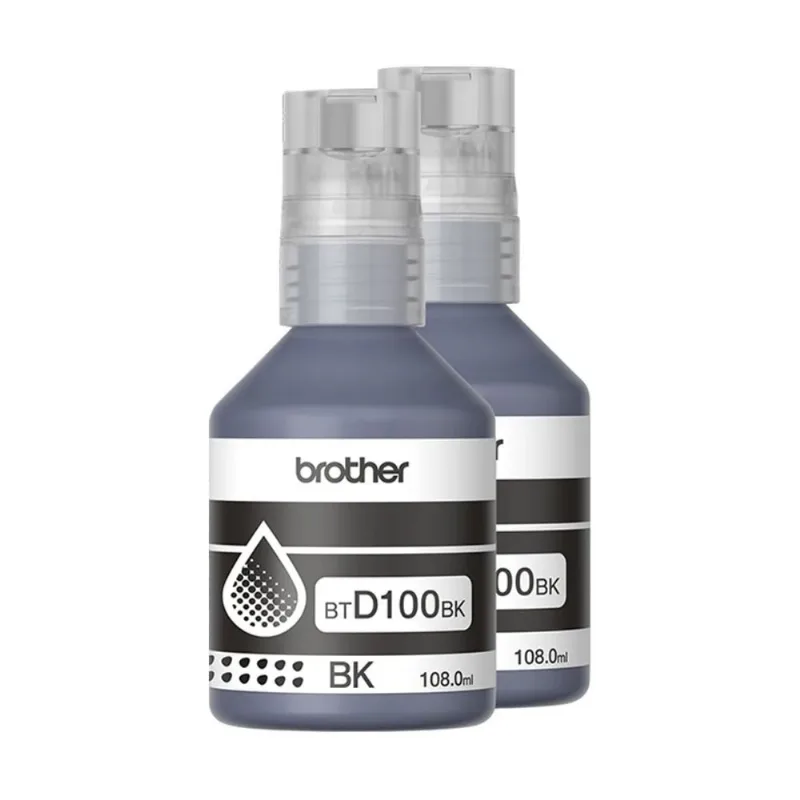 Kit Refil de Tinta Brother, com 2 Garrafas de Tinta Preta BT100BK - BTD1002PK