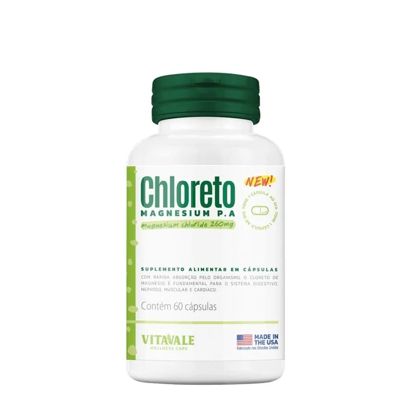 Cloreto de Magnésio PA 260mg Vitavale 60 cápsulas