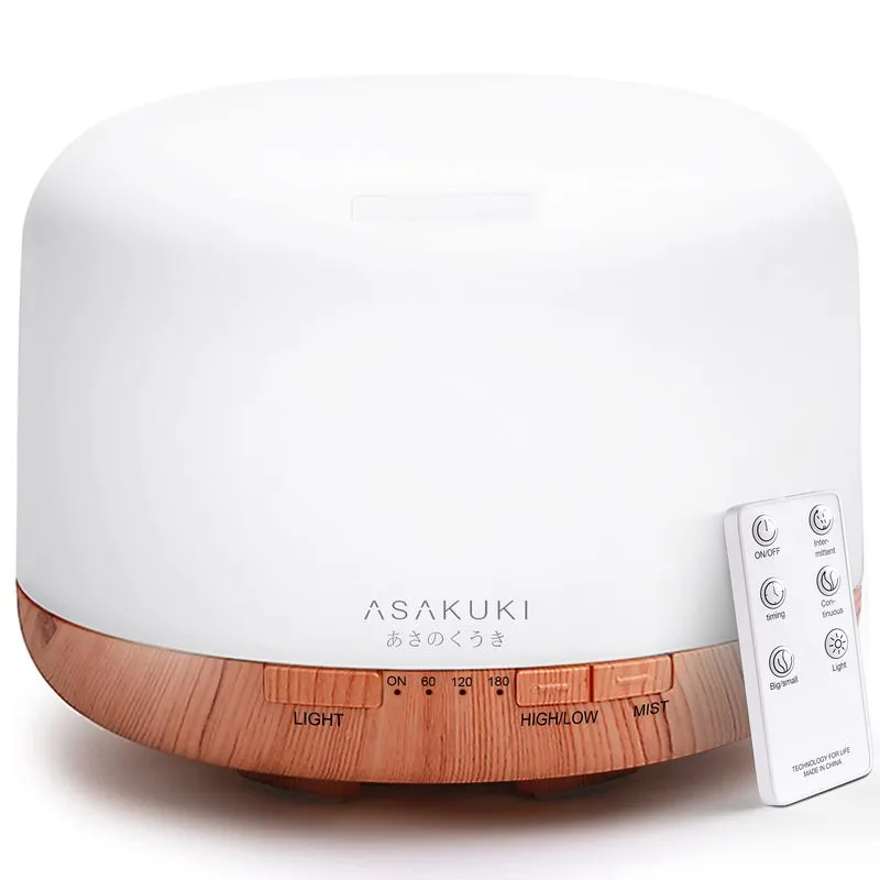 Difusor De Aromaterapia Asakuki 500ml Com Controle Remoto