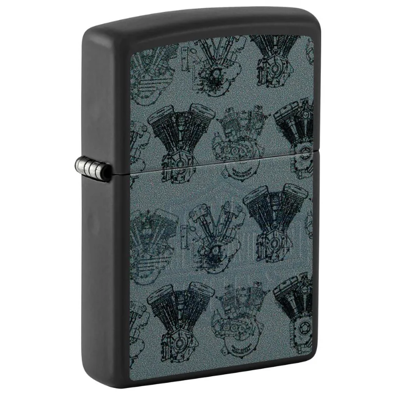 Mais Leve Zippo Harley-davidson Black Light Logo Preto Fosco