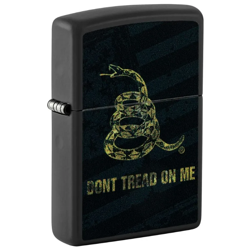 Mais Leve Zippo Don't Tread On Me Snake And Flag Black Matte