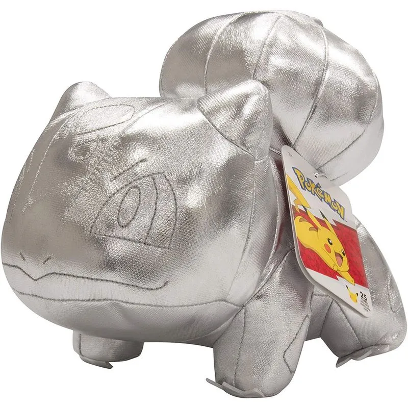 Pokémon 25th Celebration 8 Silver Bulbasaur Plush - Edição Limitada Brinquedo animal recheado de prata brilhante - 2 +