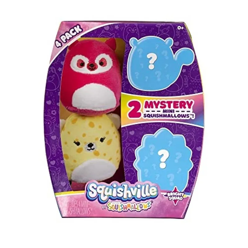 Squishville SQM0143 Bright Squad - Quatro mini personagens de 2 polegadas - Plush multicolorido