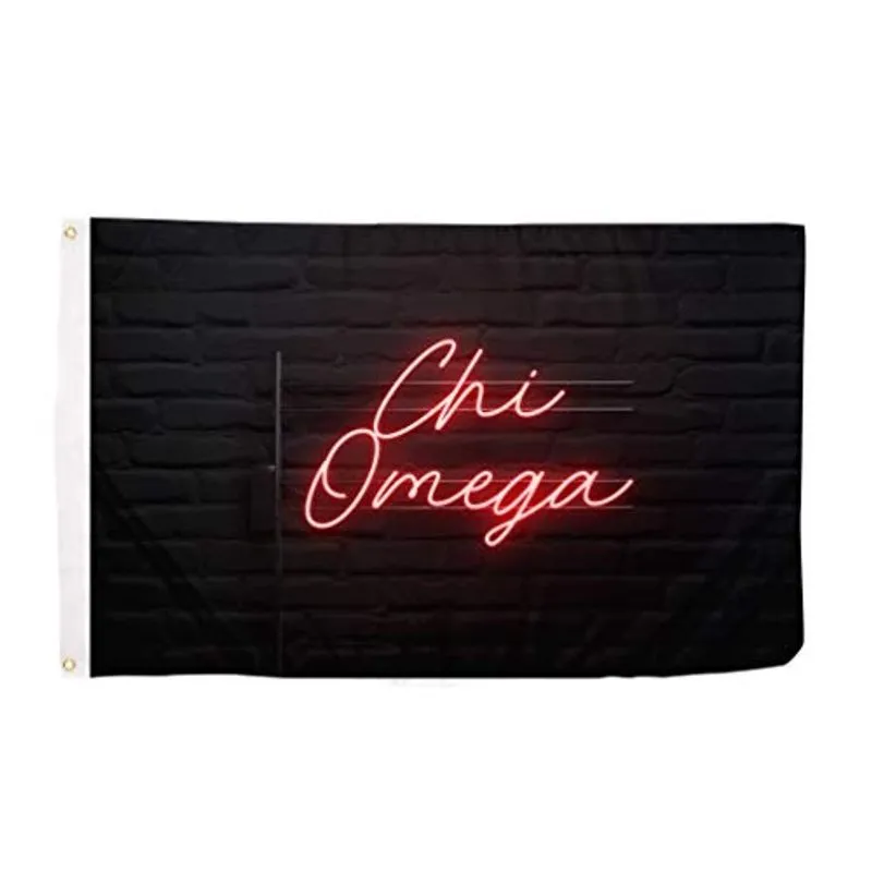 Chi Omega Sorority Flag Banner 3 pés x 5 pés Decoração de sinal (bandeira - sinal de néon)