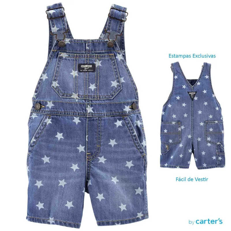 Jardineira Menino Carters / Oshkosh Shortalls Estrelas Coleção Nova Carters