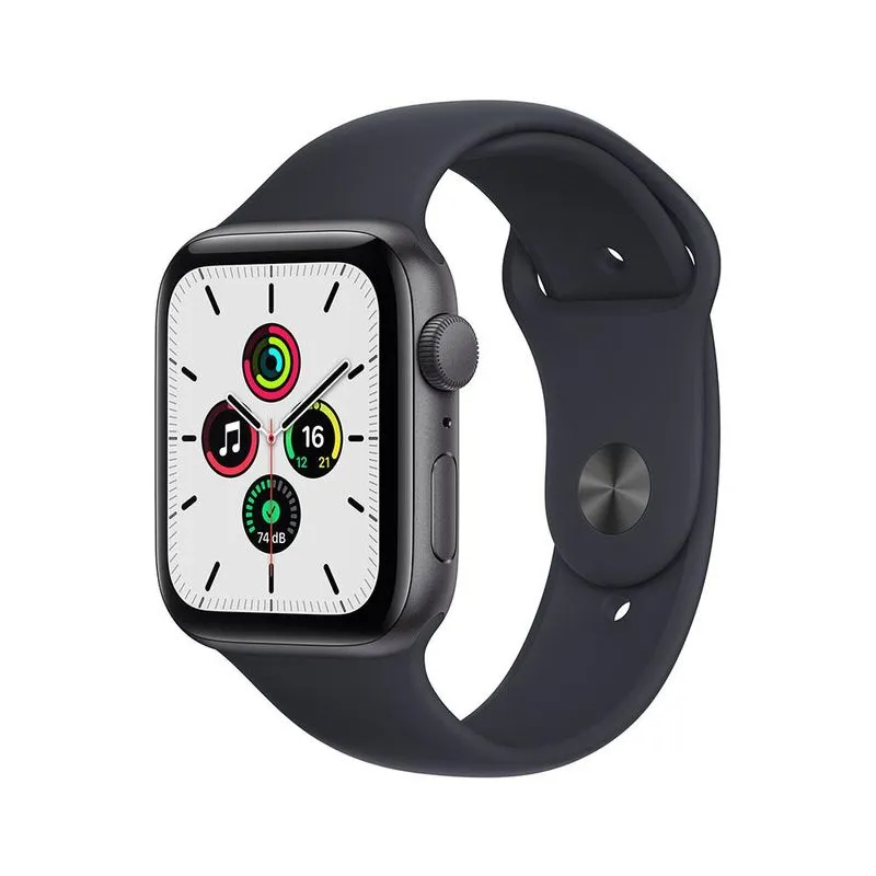 Apple Watch SE GPS, 44mm Caixa Cinza-espacial de Alumínio Pulseira esportiva Meia-noite