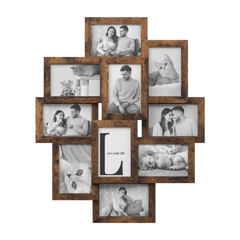 Colagem de molduras para fotos songmics 4x6 Molduras para fotos em marrom rústico