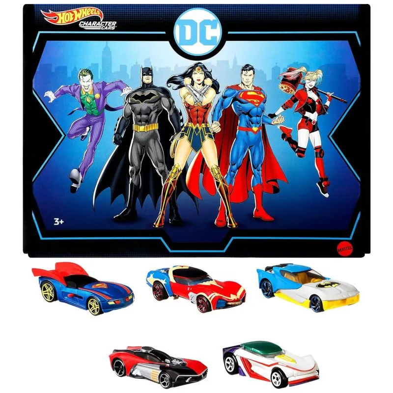 Conjunto de 5 Carrinhos Hot Wheels DC em Escala 1:64 Superman, Batman, Mulher Maravilha, Coringa GT Harley. 110v