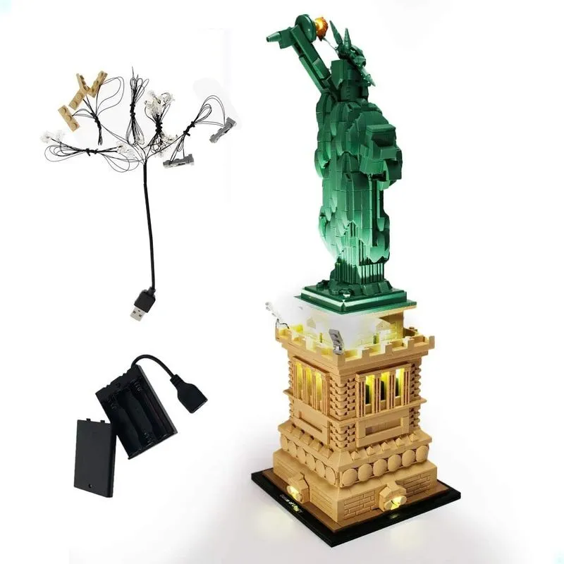 Kit de luz geament para estátua de arquitetura da liberdade compatível com lego 21042 landmark building bricks modelo (Lego Set Não Incluído)