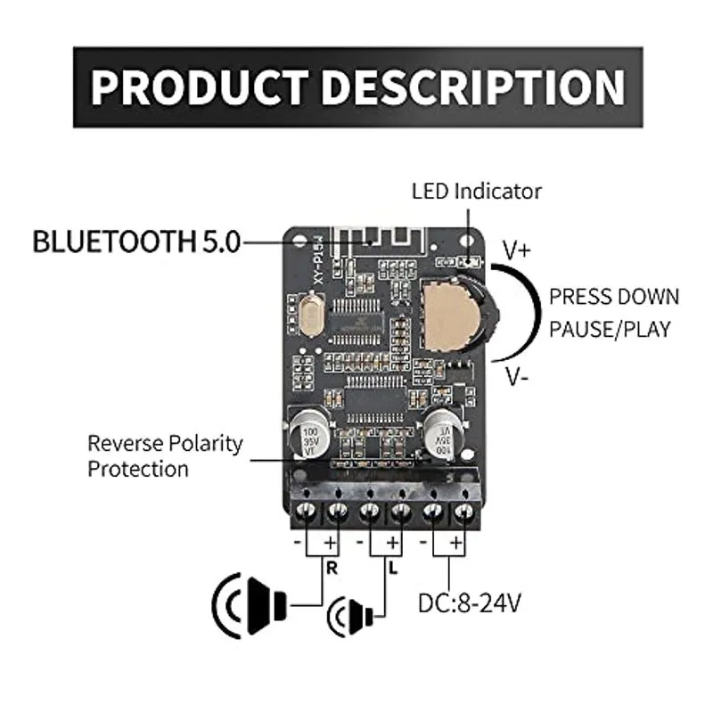 Bluetooth Receiver Board Mini Amplificador De Áudio Amplificador Módulo Xy-p15w 12v 24v Para Alto-falante Sem Fio Diy