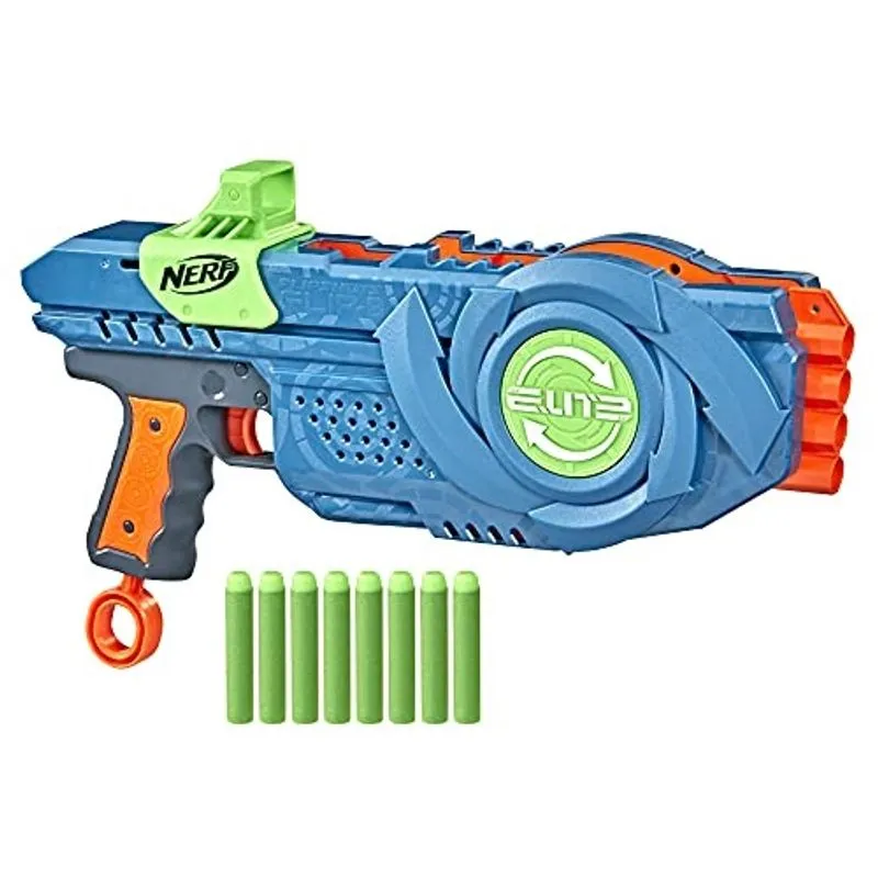 Nerf Elite 2.0 Flipshots Flipshots Flip-8 Blaster, Canos de Dardos Rotativos, Capacidade de 8 Dardos, 8 Dardos de Elite, Blasters de Espuma de Brinquedo, Jogos ao Ar Livre e Brinquedos Para Meninos &
