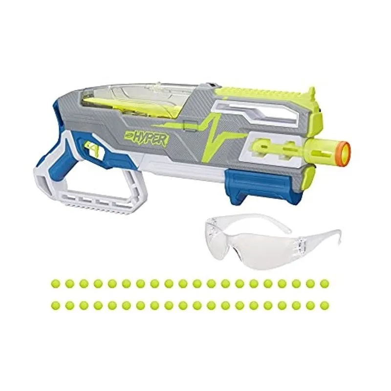 Nerf Hyper Siege-50 Pump-Action Blaster, 40 Hyper Rounds, Eyewear, até 110 fps Velocity, Easy Reload, Holds até 50 Rounds