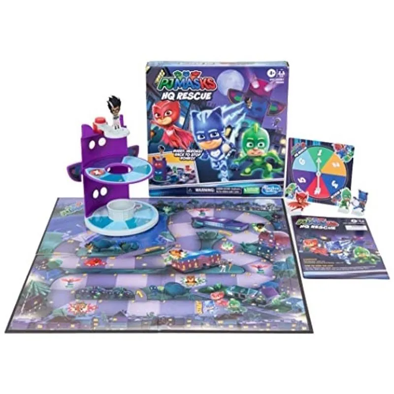 Hasbro Gaming pj Masks hq Rescue Kids Jogo de Tabuleiro, Jogos Pré-Escolares, Corrida para Parar Romeo, Inclui Torre de Plástico 3D, Jogos para Crianças Idades 4 e Acima