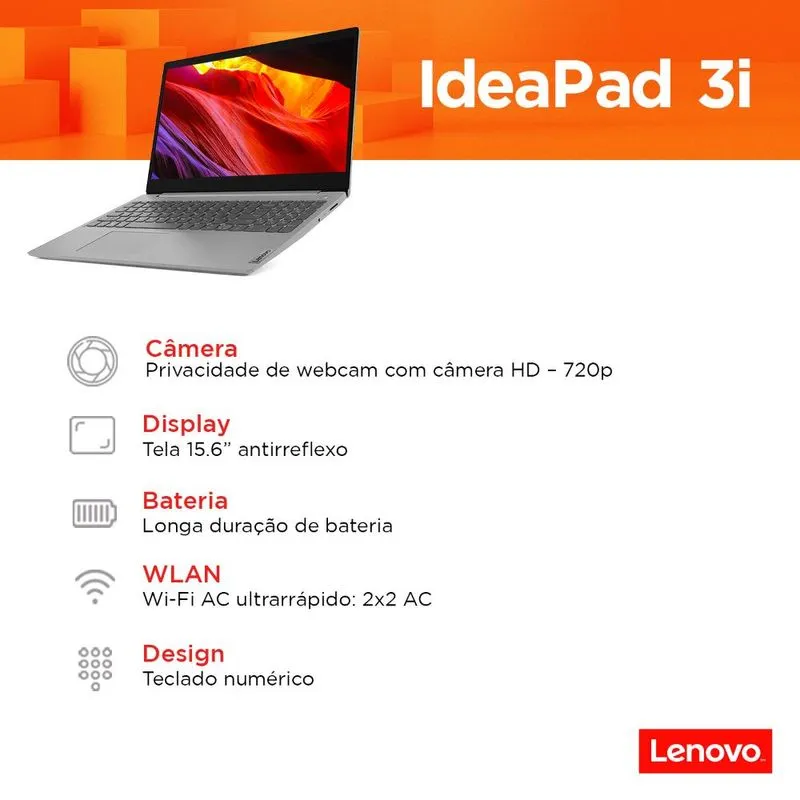 Notebook Lenovo Ultrafino Ideapad 3i I5-10210u 8gb 1tb Windows 10 Home 15.6" 82bss004br
