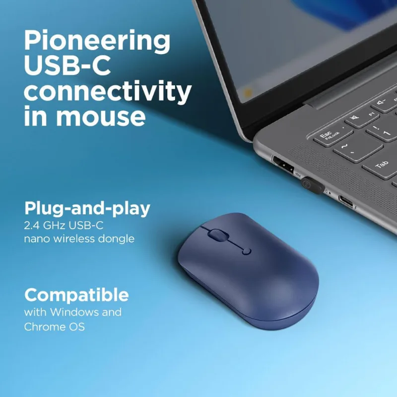 Mouse sem fio compacto Lenovo 540 usb-c (azul abismo)