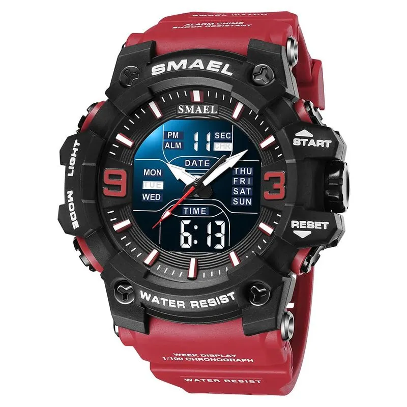 Relógio esportivo smael Military Waterproof Digital Analógico LED Ala