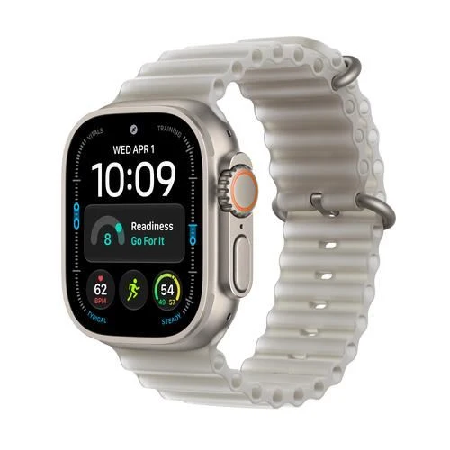 Apple Watch Ultra 4 Cellular - 49mm - Titânio Natural | Ocean Band - Cinzento Translúcido