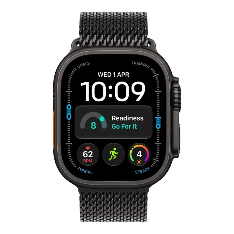 Apple Watch Ultra 4 GPS + Cellular 49mm Black Titanium Case with Black Titanium Milanese Loop - Large