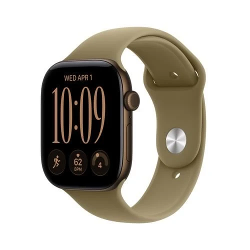 Apple Watch Series 12 GPS - 46mm - Alumínio Bronze Escuro | Sport Band - Azeitona - M/L