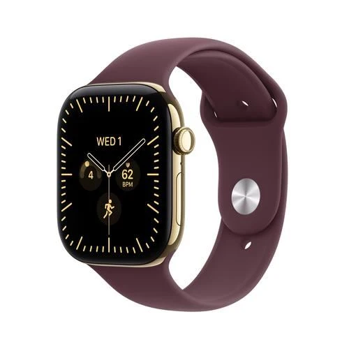 Apple Watch Series 12 Cellular - 46mm - Titânio Dourado Radiante | Sport Band - Bordô - M/L
