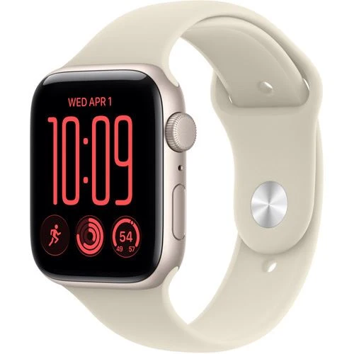 Apple Watch SE 3 GPS 2026 - 44mm - Alumínio Luz das estrelas | Sport Band - Areia - S/M