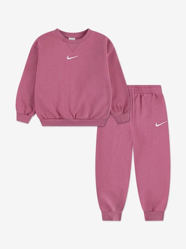 Nike Girls Essential Fleece Tracksuit in Pink Pink / 9 Mths