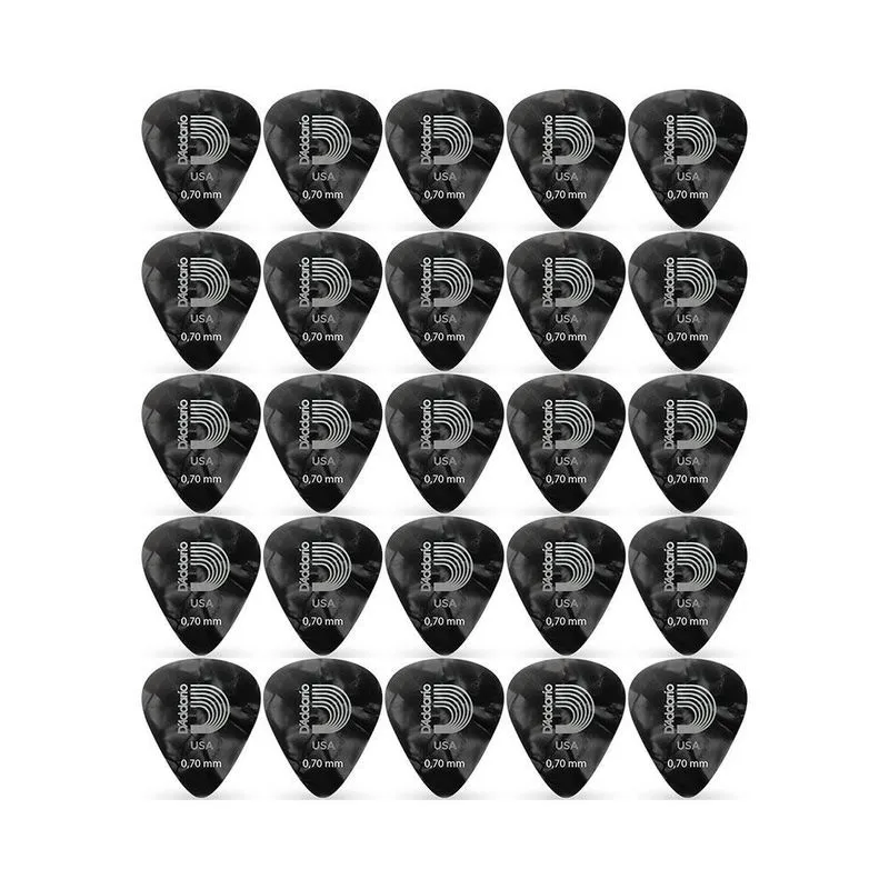 Kit 25 Palhetas D'addario Black Pearl 1cbkp4 Medium 0.70 Mm