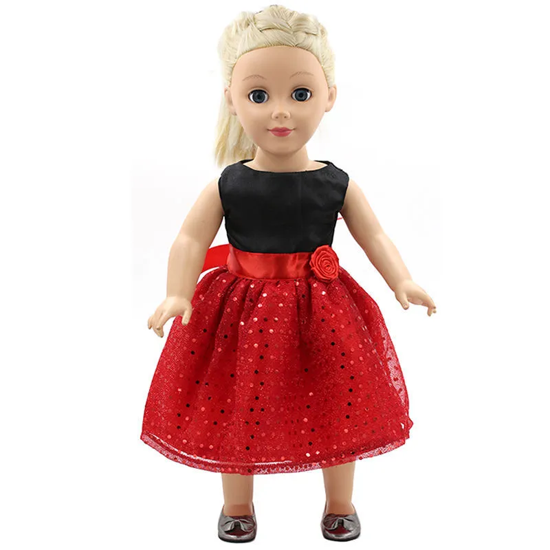 Roupas De Lantejoulas Vermelhas Para Bonecas Femininas De 18"
