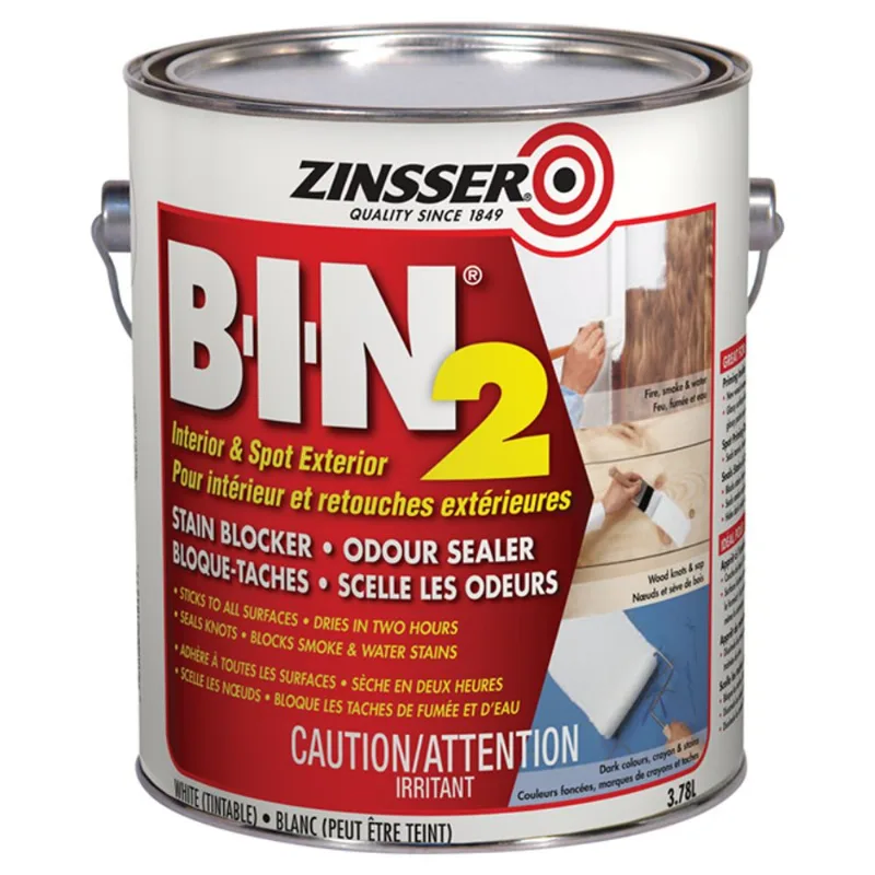 Zinsser B-I-N 2 Stain Blocker Primer for Interior and Spot Exterior Tintable White - 3.78 L