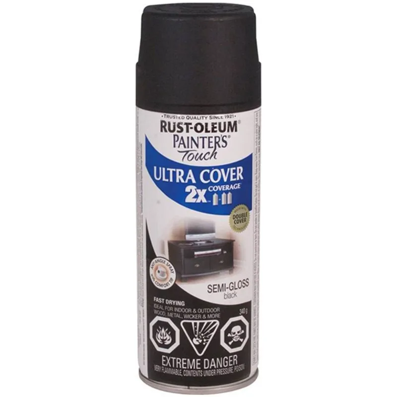 Ultra Cover 2X Spray Paint - Interior/Exterior - 340 g - Semi-Gloss Black