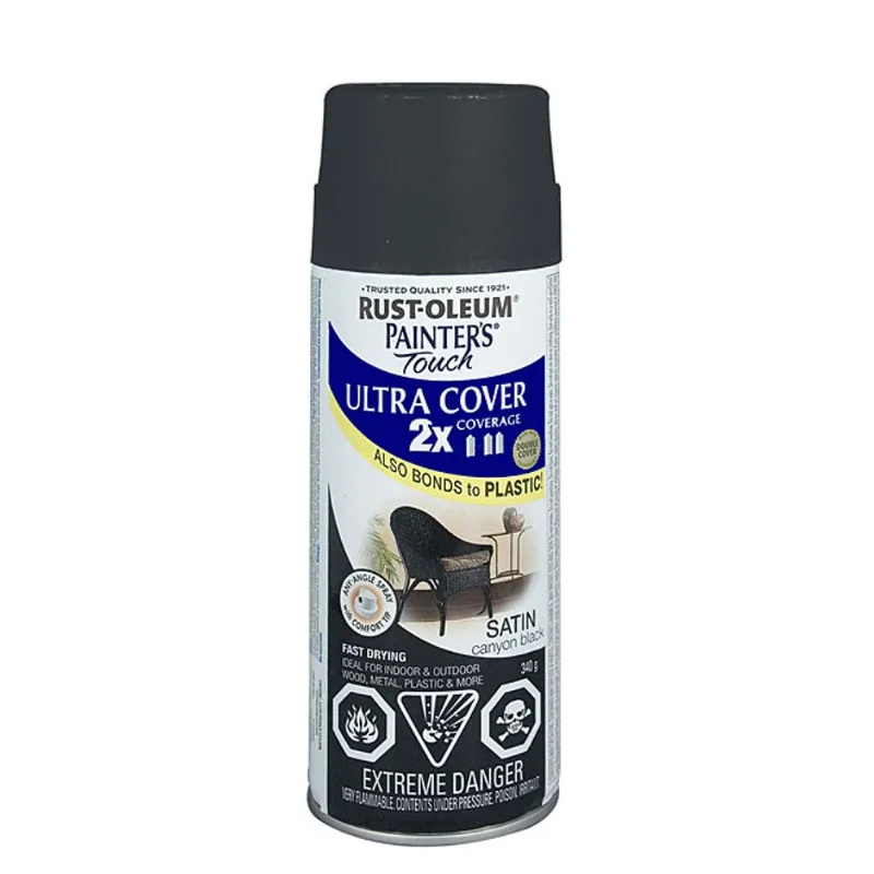 Ultra Cover 2X Spray Paint - Interior/Exterior - 340 g - Canyon Black - Satin