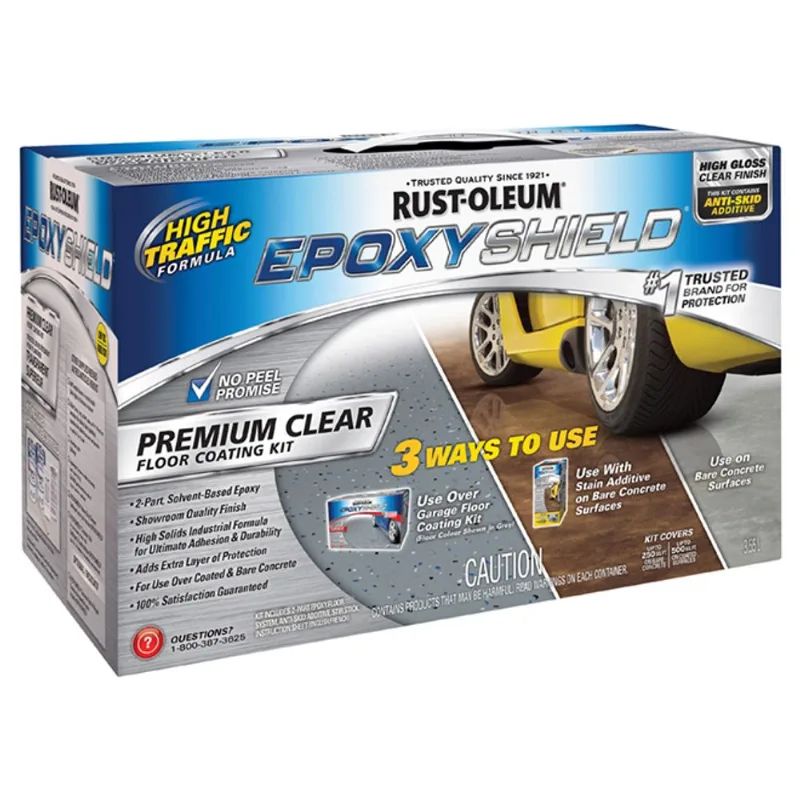 Rust-Oleum EpoxyShield Indoor Premium Floor Coating Kit - High-Gloss - Clear - 2.66 L