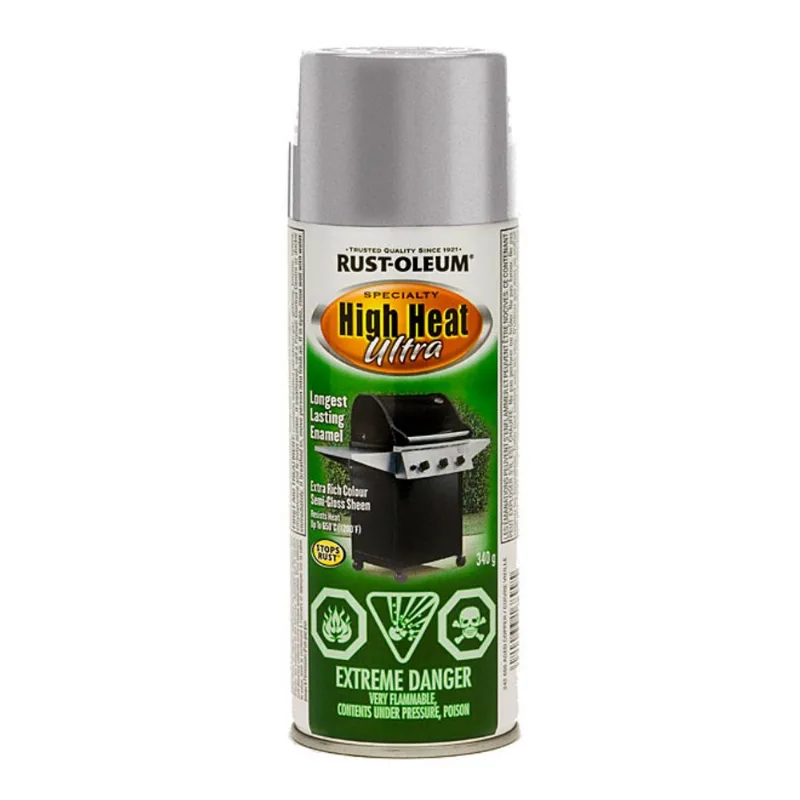 Rust-Oleum Ultra High Heat Enamel Aerosol Spray Paint - Semi-Gloss - Silver - 340 g