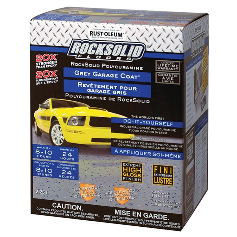Rust-Oleum RockSolid Polycuramine Garage Floor Coating - Ultra High-Gloss - Grey - 2.25 L